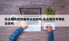 白点癫风的初期可以治好吗,白点癫风早期能治愈吗